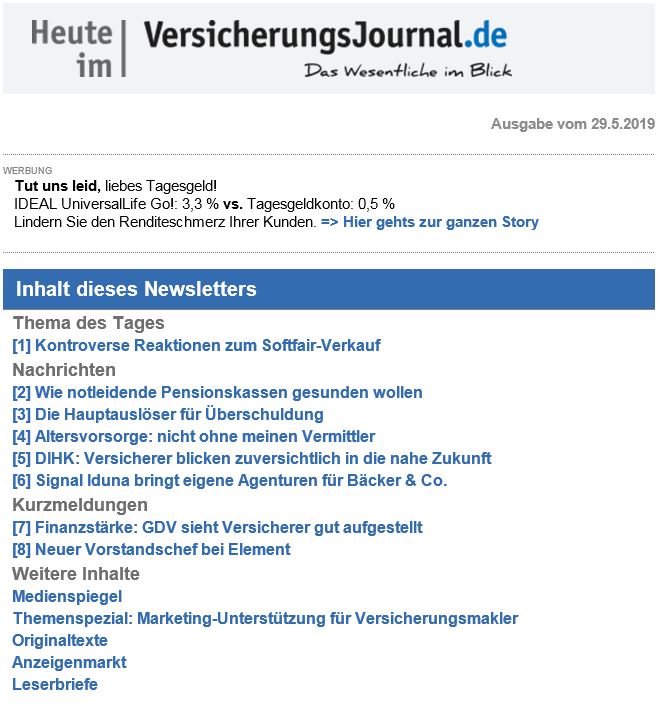 VersicherungsJournal Newsletter