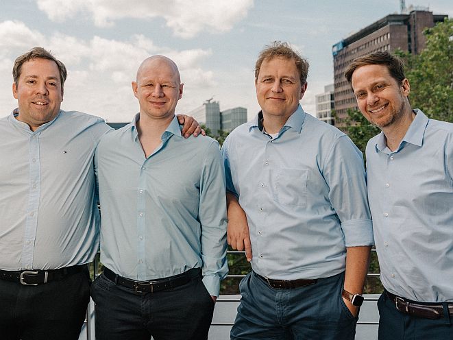 Das Team der Moin Group: Fabian Rothe, André Hoendgen, Moritz Delbrück und Philipp Kanschik (Bild: Nicolas Herwig)