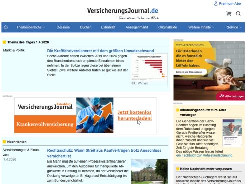 VersicherungsJournal Startseite 1.4.2026